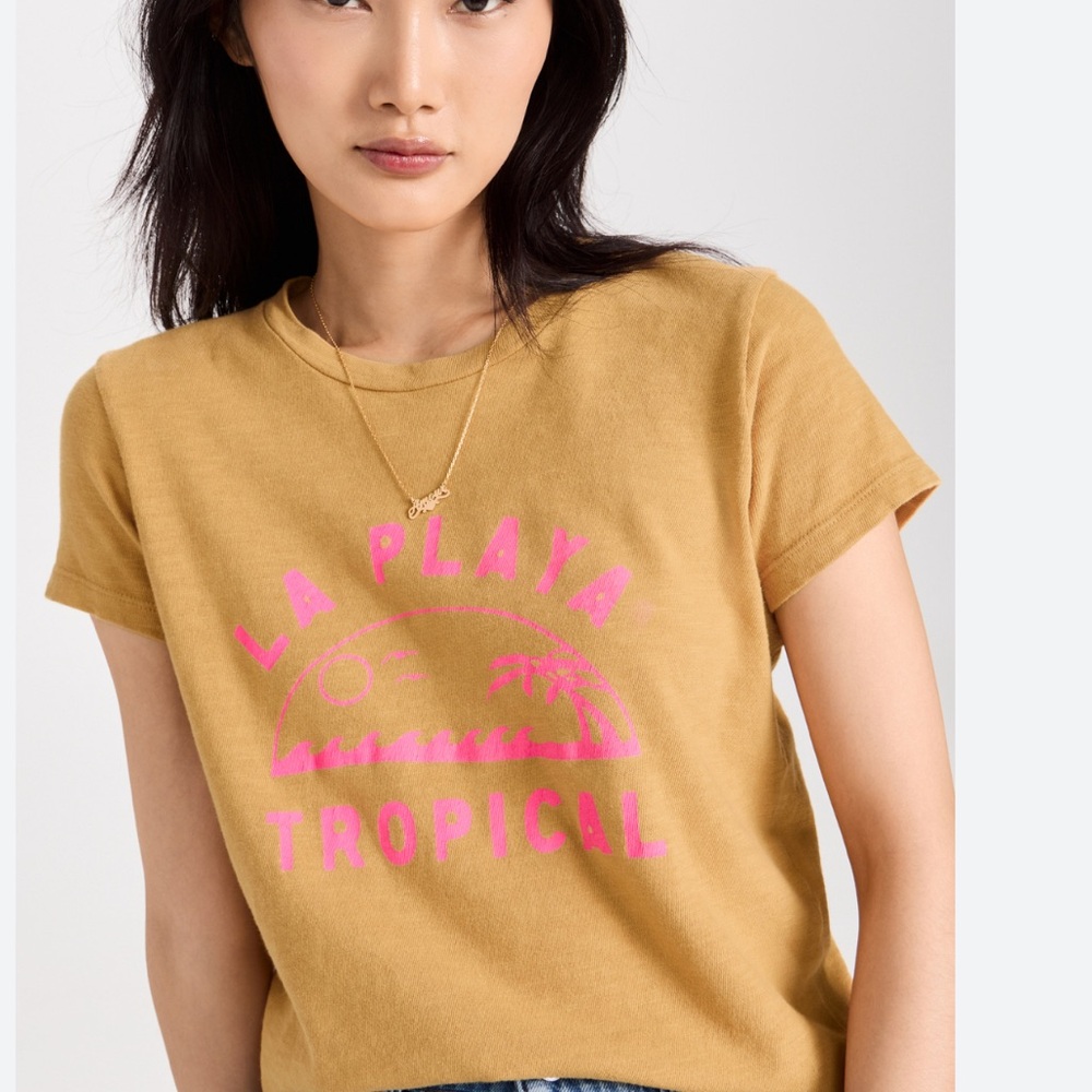 Mother Sinful La Playa Tropical Gold Yellow T-shirt Top